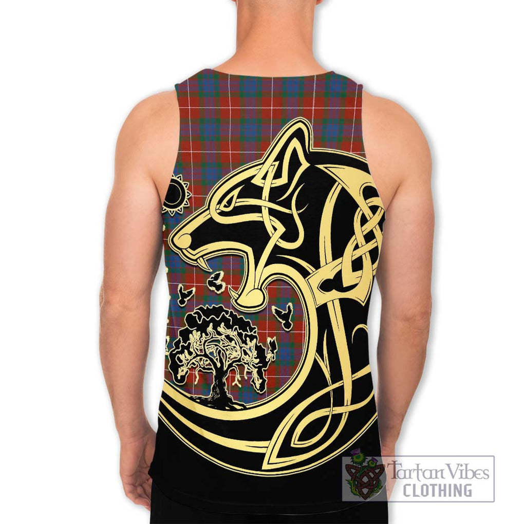 Fraser Ancient Tartan Men's Tank Top with Family Crest Celtic Wolf Style - Tartan Vibes Clothing