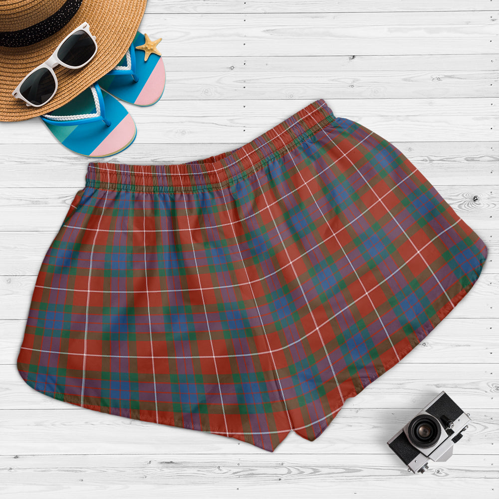 fraser-ancient-tartan-womens-shorts-with-family-crest