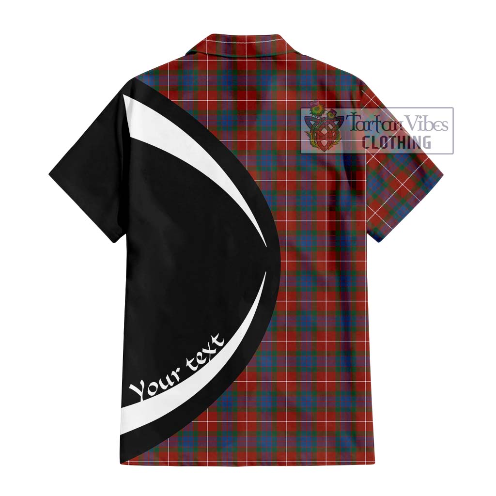 Fraser Ancient Tartan Short Sleeve Button Up with Family Crest Circle Style - Tartan Vibes Clothing