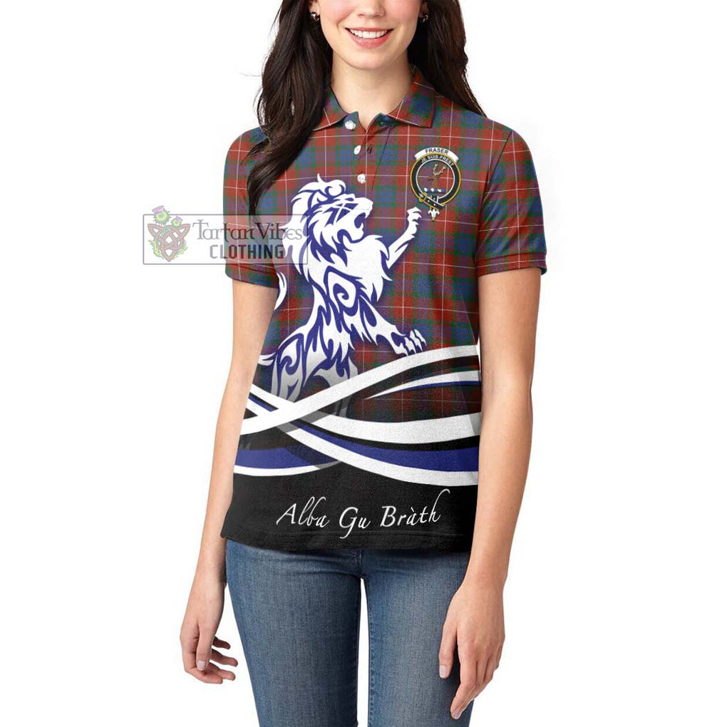 Fraser Ancient Tartan Women's Polo Shirt with Alba Gu Brath Regal Lion Emblem - Tartanvibesclothing Shop