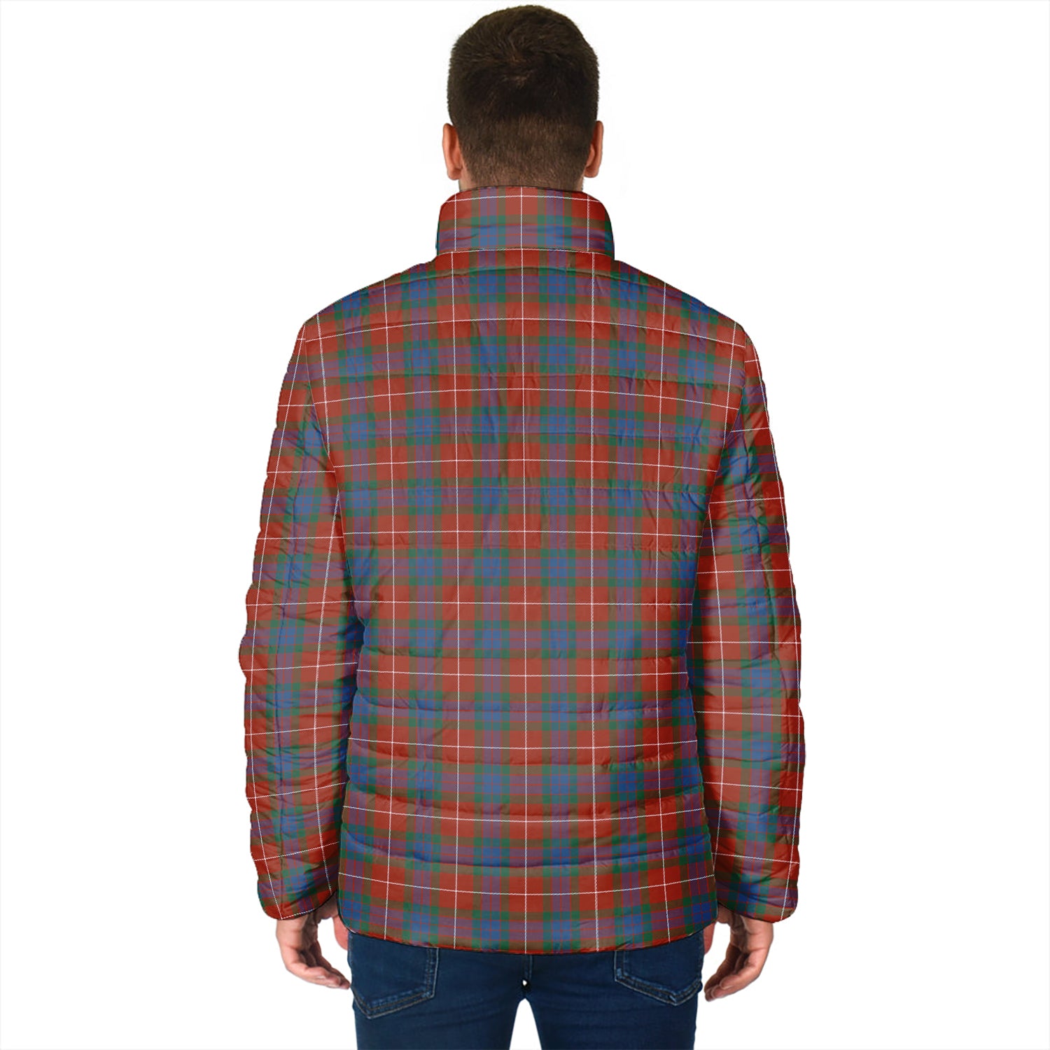 Fraser Ancient Tartan Padded Jacket with Family Crest - Tartan Vibes Clothing