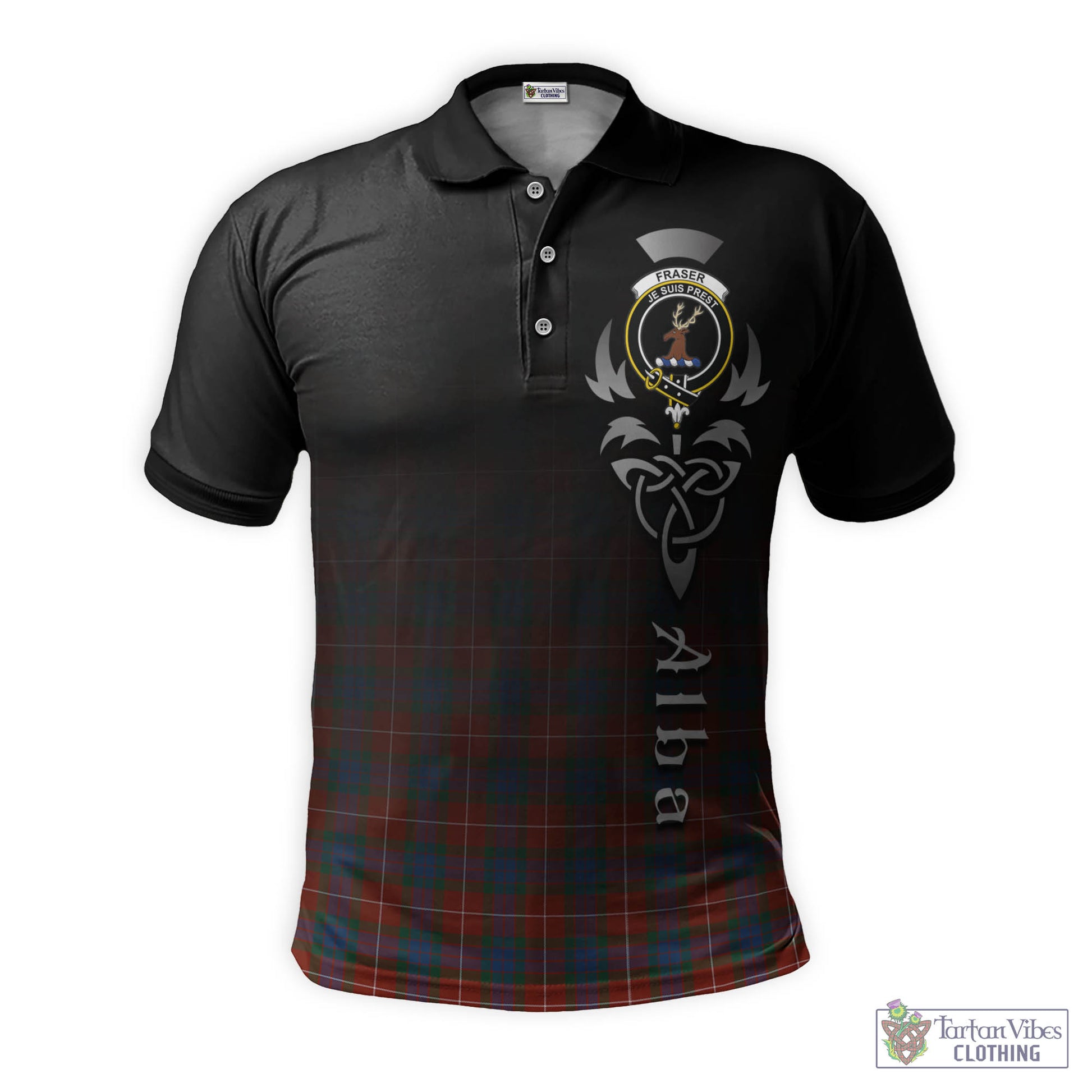 Tartan Vibes Clothing Fraser Ancient Tartan Polo Shirt Featuring Alba Gu Brath Family Crest Celtic Inspired