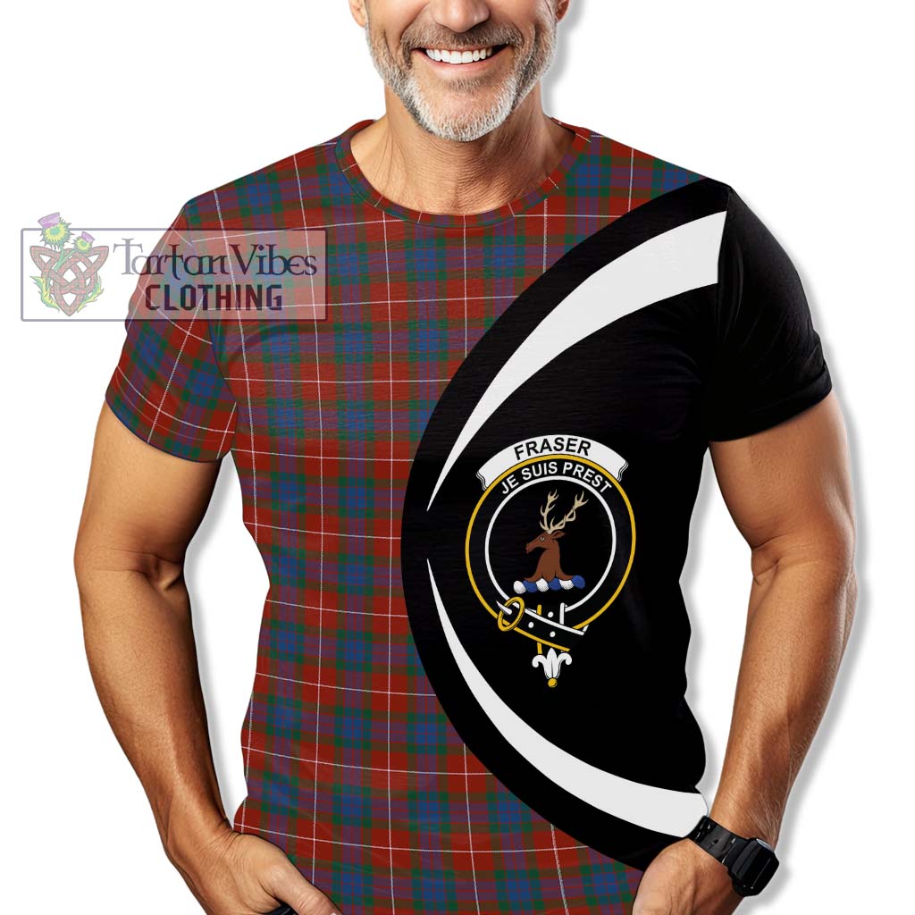 Tartan Vibes Clothing Fraser Ancient Tartan T-Shirt with Family Crest Circle Style