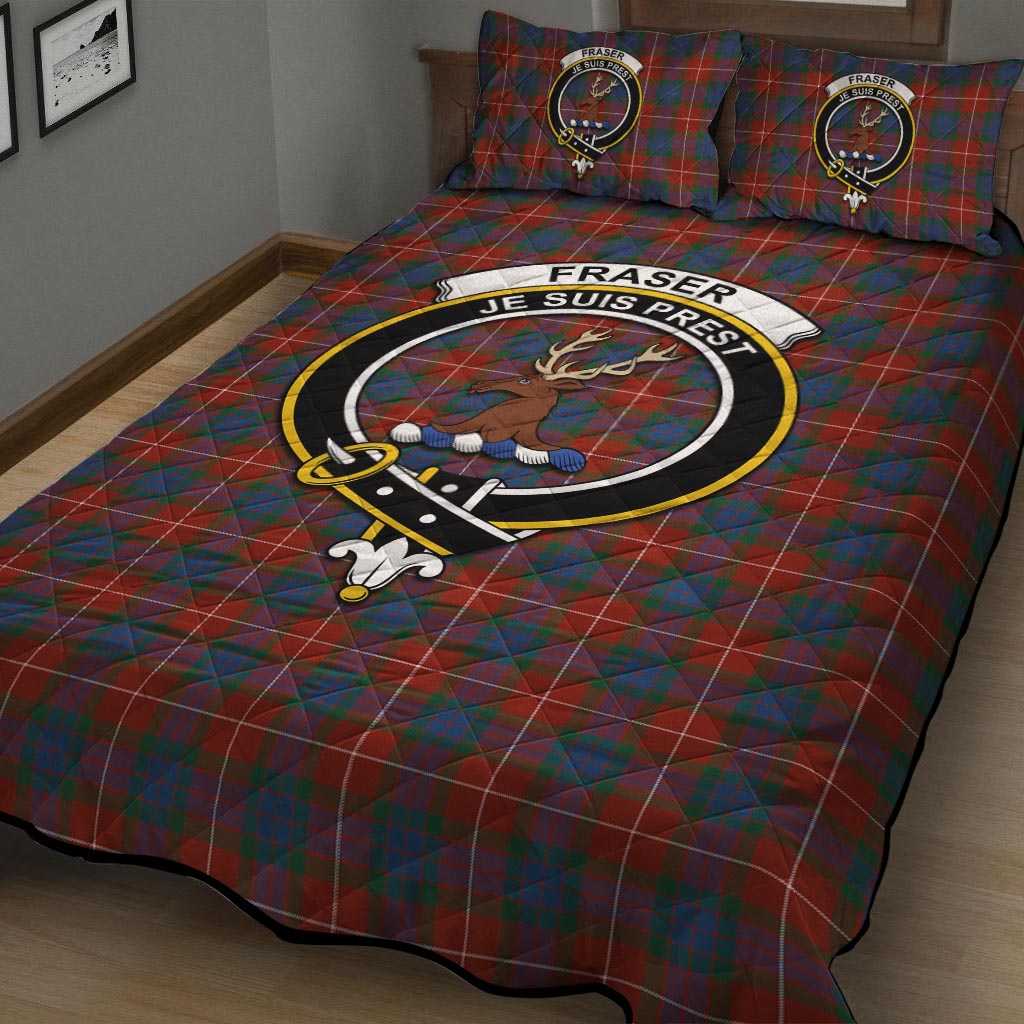 Fraser Ancient Tartan Quilt Bed Set with Family Crest - Tartan Vibes Clothing