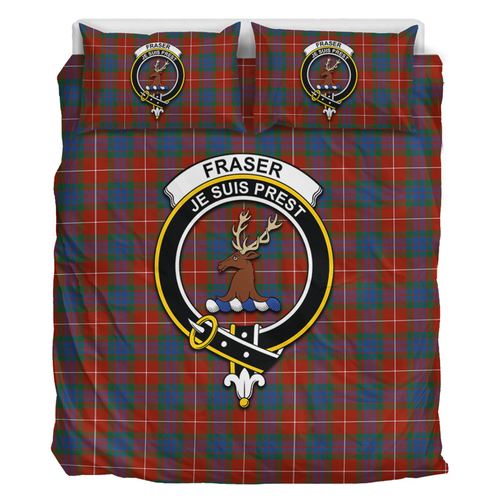 Fraser Ancient Tartan Bedding Set with Family Crest - Tartan Vibes Clothing