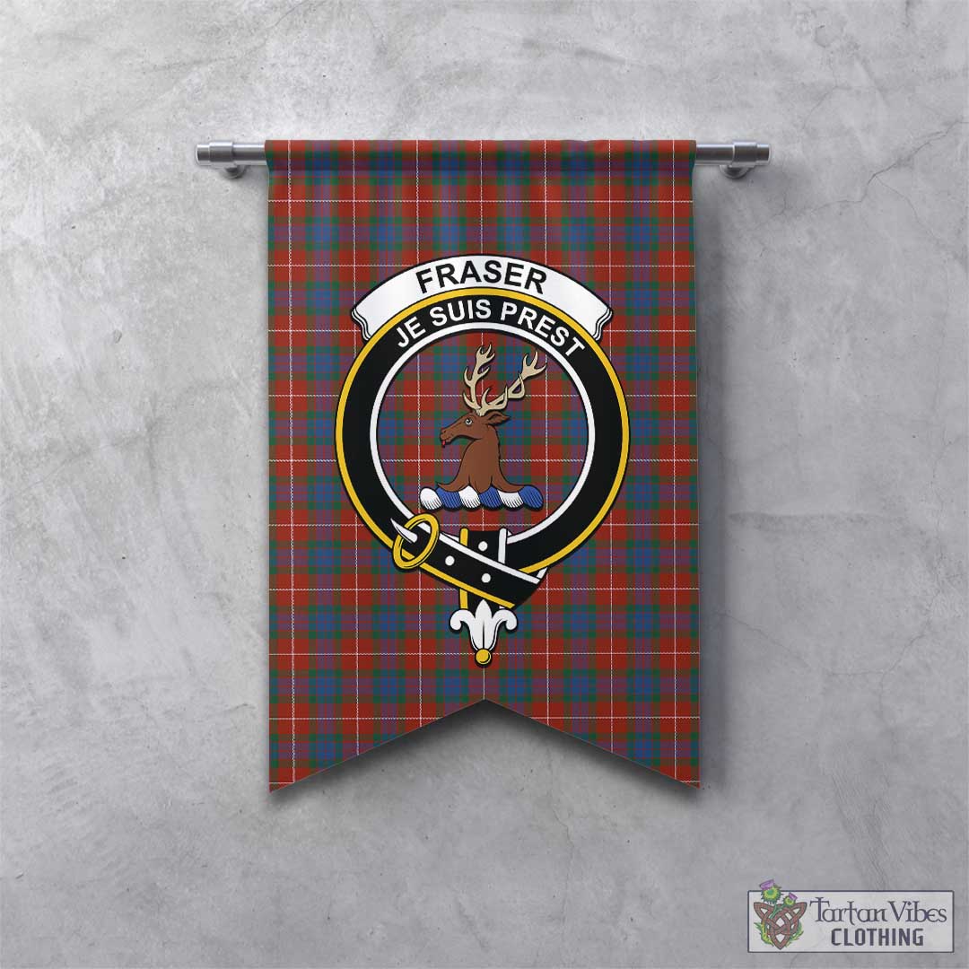 Tartan Vibes Clothing Fraser Ancient Tartan Gonfalon, Tartan Banner with Family Crest