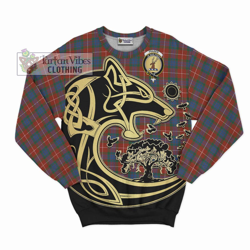 Fraser Ancient Tartan Sweatshirt with Family Crest Celtic Wolf Style - Tartan Vibes Clothing