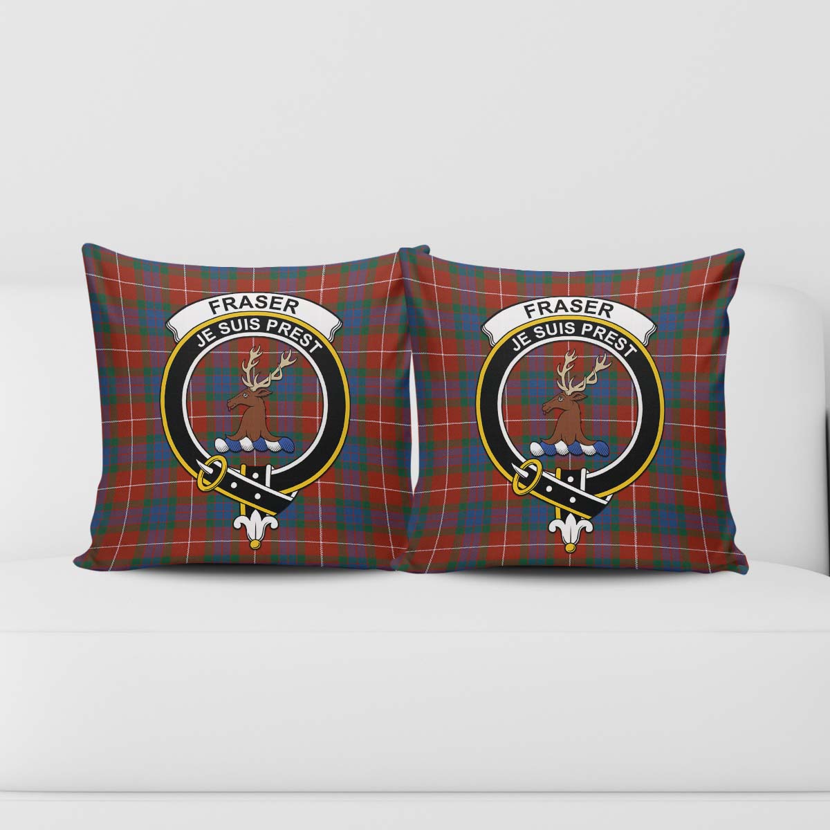 Fraser Ancient Tartan Pillow Cover with Family Crest - Tartanvibesclothing