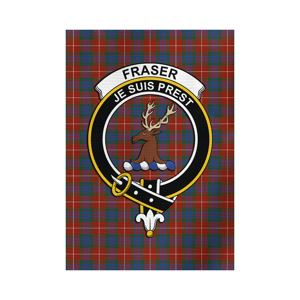 fraser-ancient-tartan-flag-with-family-crest