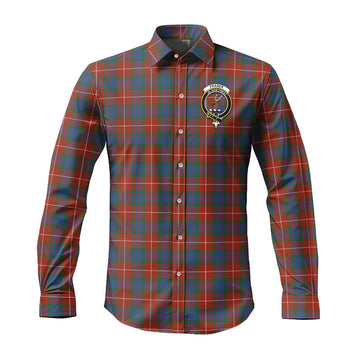 Fraser Ancient Tartan Long Sleeve Button Up Shirt with Family Crest