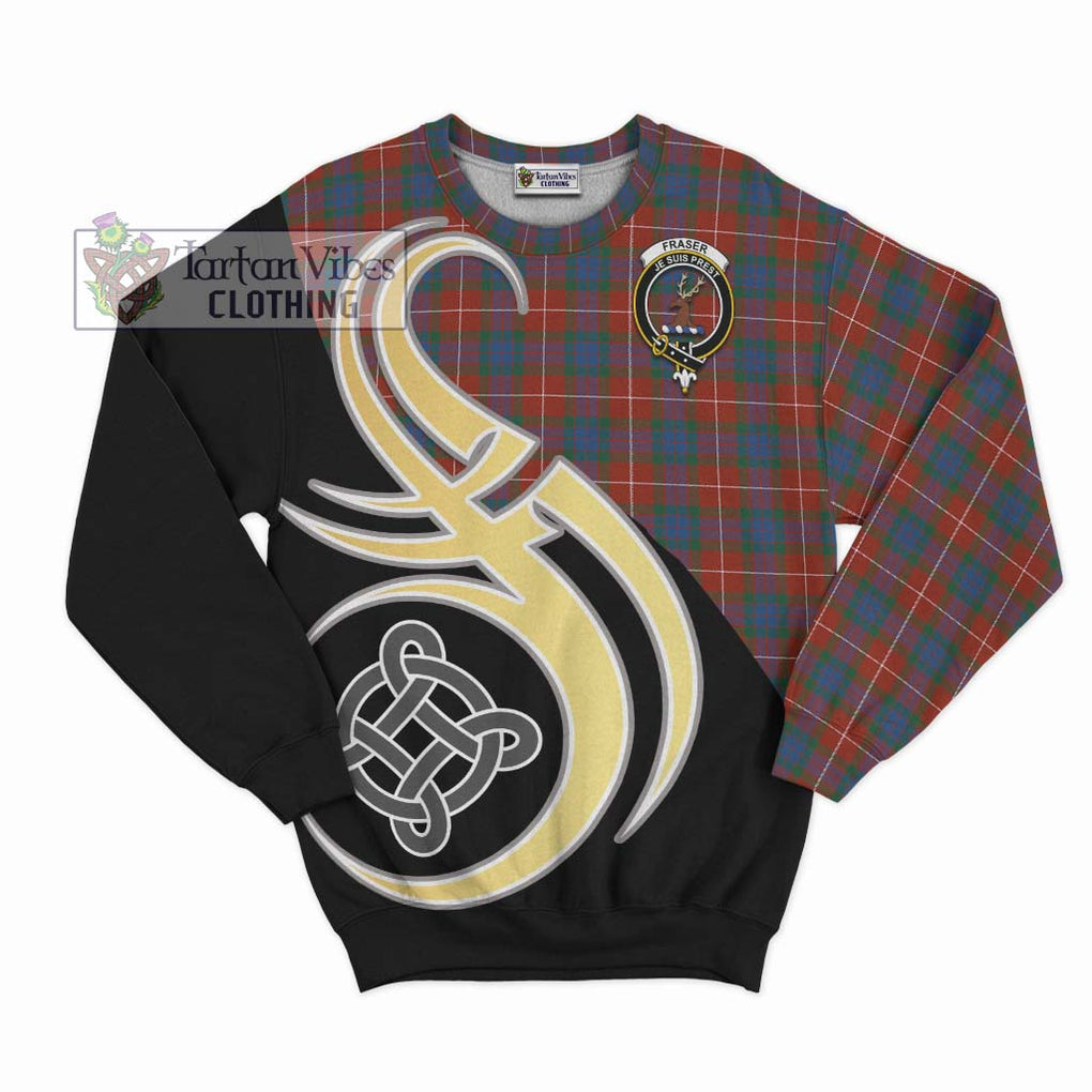 Fraser Ancient Tartan Sweatshirt with Family Crest and Celtic Symbol Style - Tartan Vibes Clothing