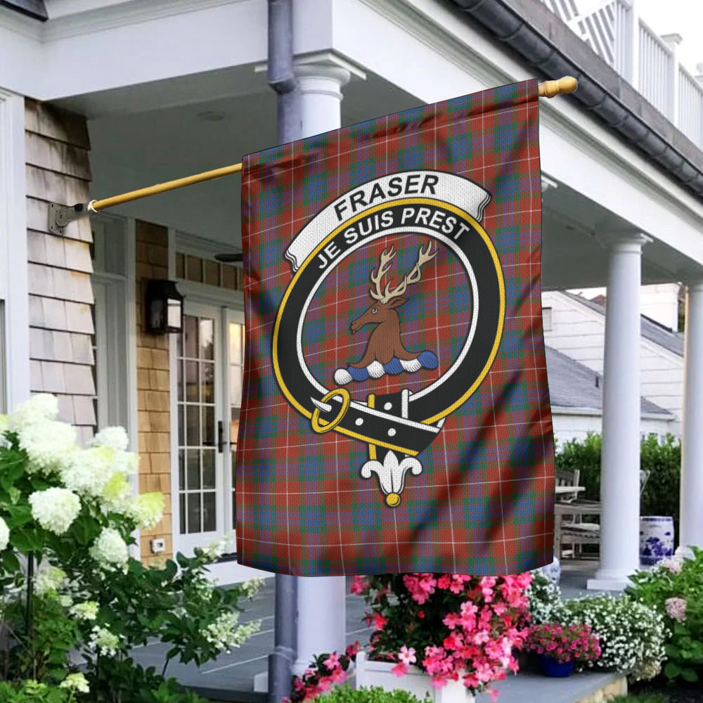 fraser-ancient-tartan-flag-with-family-crest