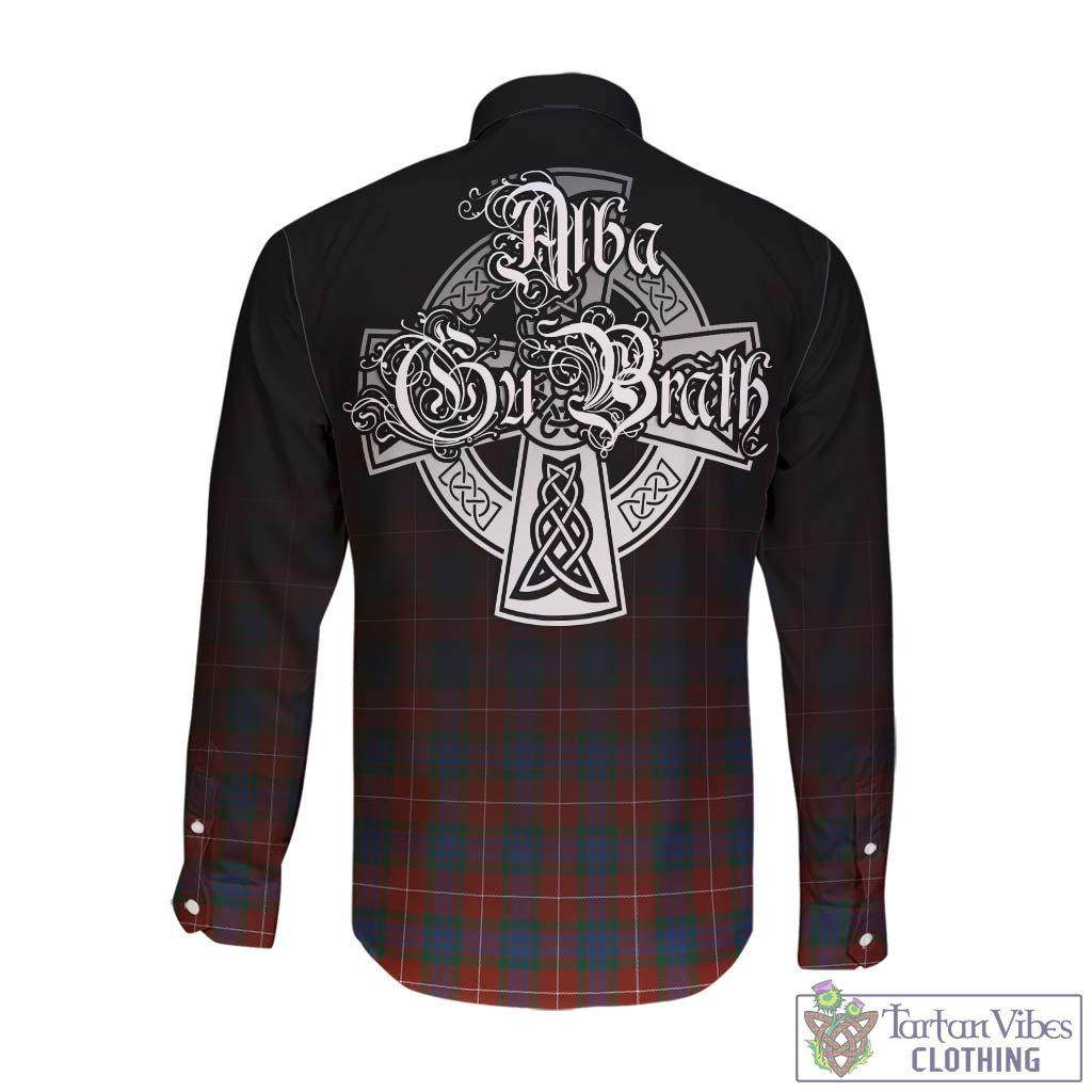 Tartan Vibes Clothing Fraser Ancient Tartan Long Sleeve Button Up Featuring Alba Gu Brath Family Crest Celtic Inspired