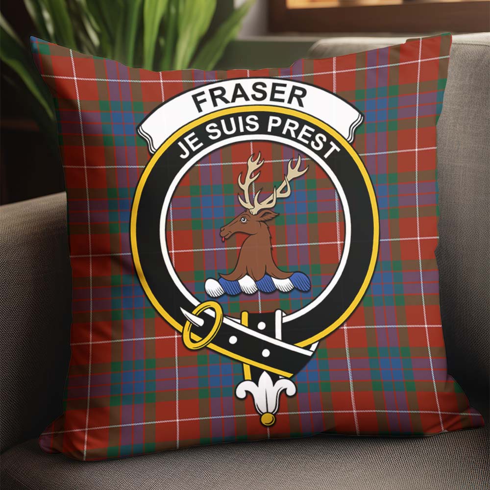 Fraser Ancient Tartan Pillow Cover with Family Crest - Tartanvibesclothing