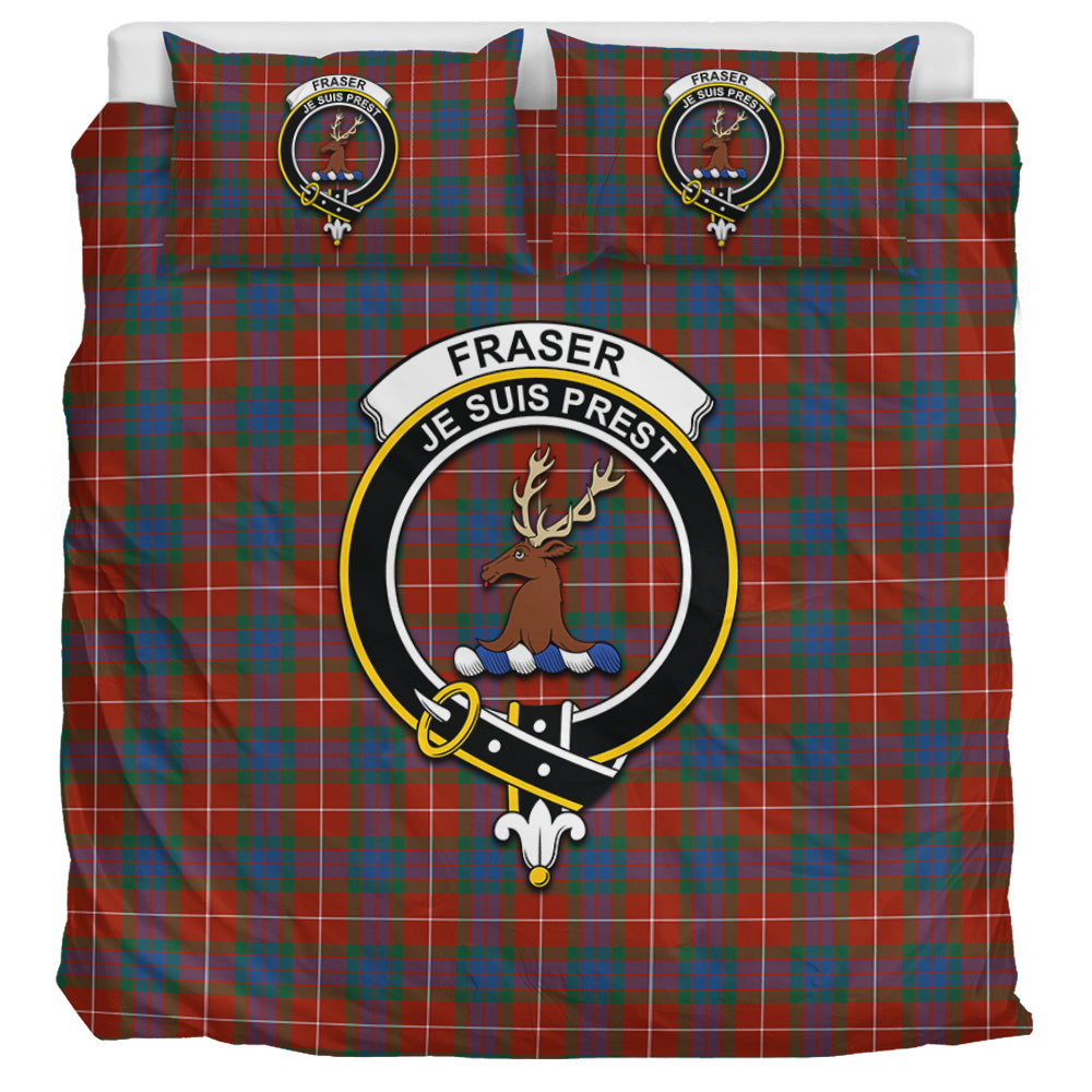 Fraser Ancient Tartan Bedding Set with Family Crest UK Bedding Set UK Super King 104*94 inch - Tartan Vibes Clothing