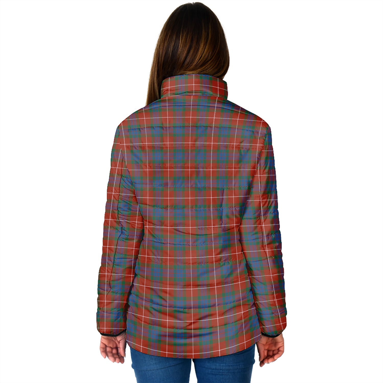 Fraser Ancient Tartan Padded Jacket with Family Crest - Tartan Vibes Clothing