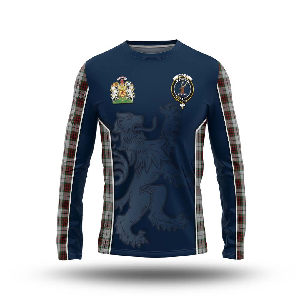 Fraser Dress Tartan Long Sleeve T-Shirt with Family Crest and Lion Rampant Vibes Sport Style Unisex - Tartan Vibes Clothing