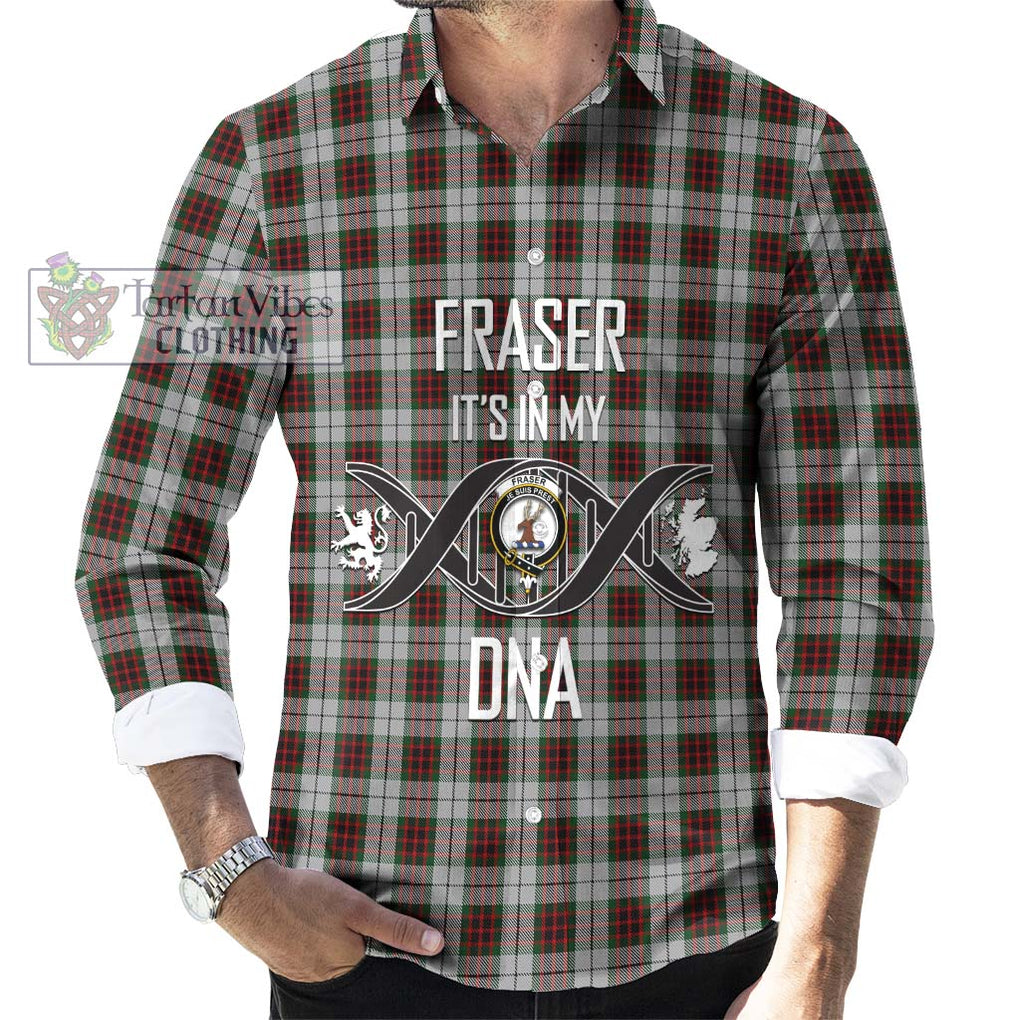 Fraser Dress Tartan Long Sleeve Button Shirt with Family Crest DNA In Me Style Men's Shirt S - Tartanvibesclothing Shop