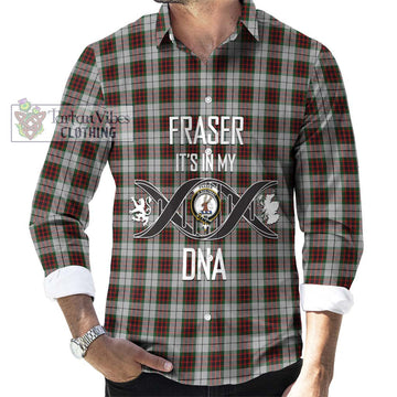 Fraser Dress Tartan Long Sleeve Button Shirt with Family Crest DNA In Me Style