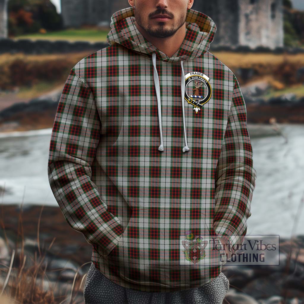 Tartan Vibes Clothing Fraser Dress Tartan Cotton Hoodie with Family Crest