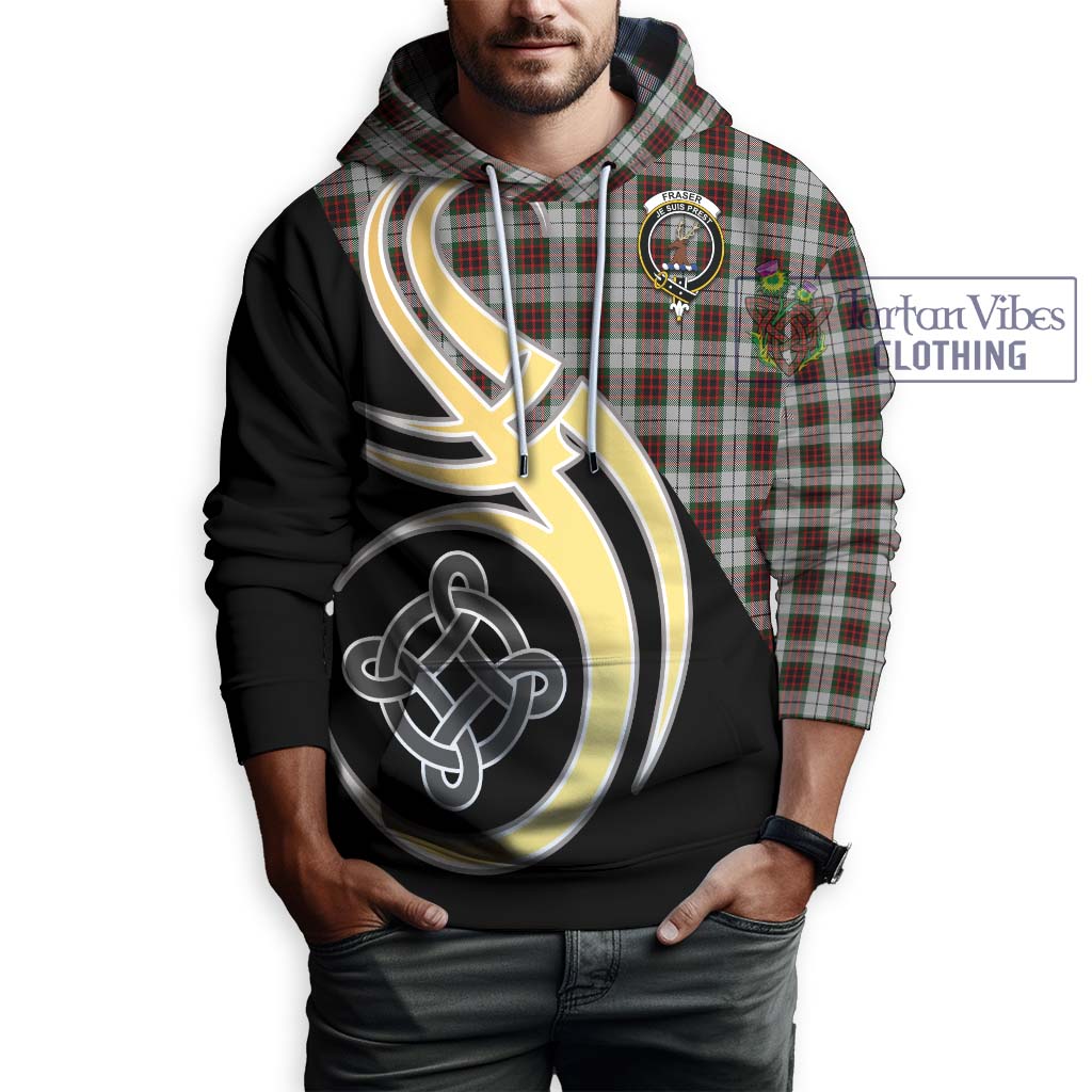 Fraser Dress Tartan Hoodie with Family Crest and Celtic Symbol Style Zip Hoodie - Tartan Vibes Clothing