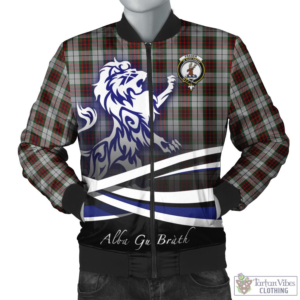 Tartan Vibes Clothing Fraser Dress Tartan Bomber Jacket with Alba Gu Brath Regal Lion Emblem