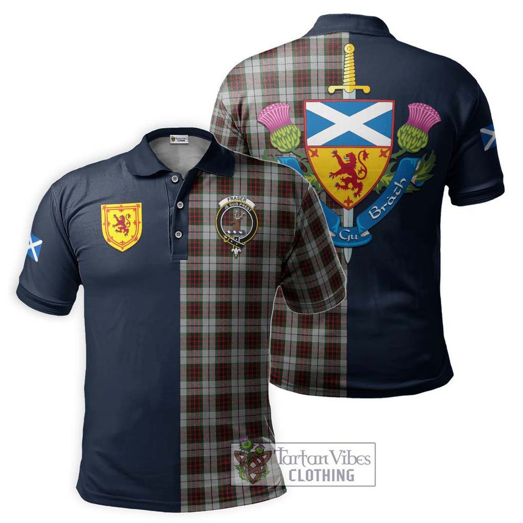 Tartan Vibes Clothing Fraser Dress Tartan Polo Shirt with Scottish Lion Royal Arm Half Style