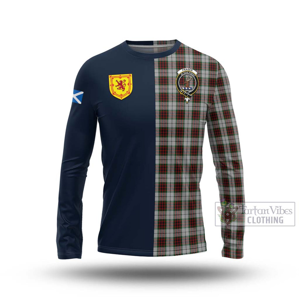 Tartan Vibes Clothing Fraser Dress Tartan Long Sleeve T-Shirt with Scottish Lion Royal Arm Half Style