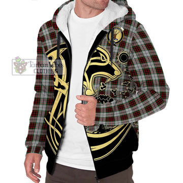 Fraser Dress Tartan Sherpa Hoodie with Family Crest Celtic Wolf Style