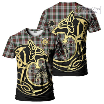 Fraser Dress Tartan T-Shirt with Family Crest Celtic Wolf Style