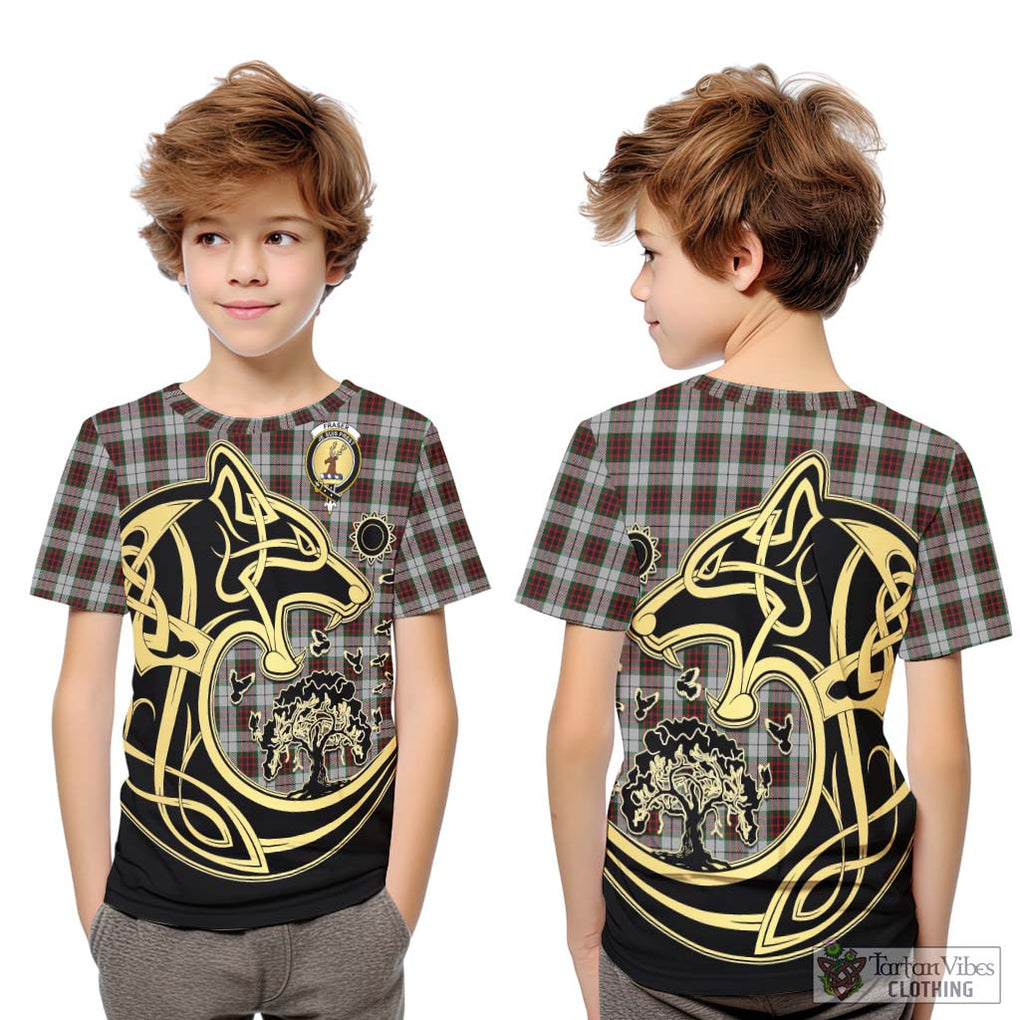 Fraser Dress Tartan Kid T-Shirt with Family Crest Celtic Wolf Style Youth XL Size14 - Tartan Vibes Clothing