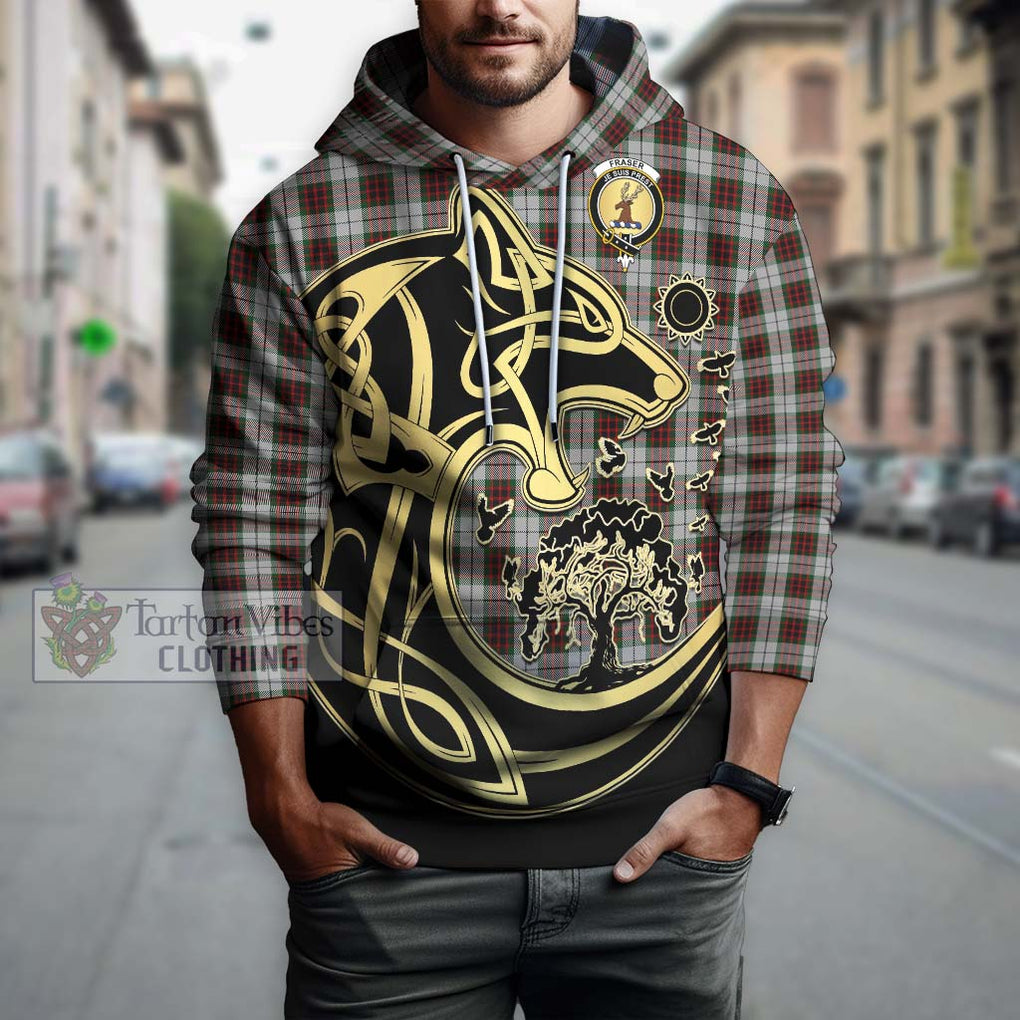 Fraser Dress Tartan Hoodie with Family Crest Celtic Wolf Style Zip Hoodie - Tartan Vibes Clothing