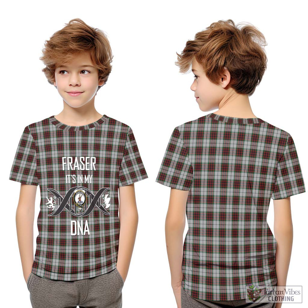 Fraser Dress Tartan Kid T-Shirt with Family Crest DNA In Me Style Youth XL Size14 - Tartanvibesclothing Shop