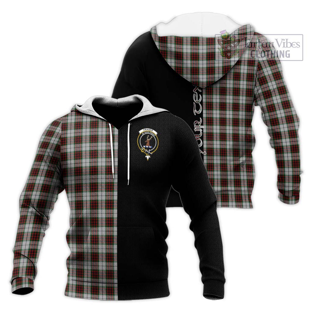 Fraser Dress Tartan Knitted Hoodie with Family Crest and Half Of Me Style Unisex Knitted Pullover Hoodie - Tartanvibesclothing Shop