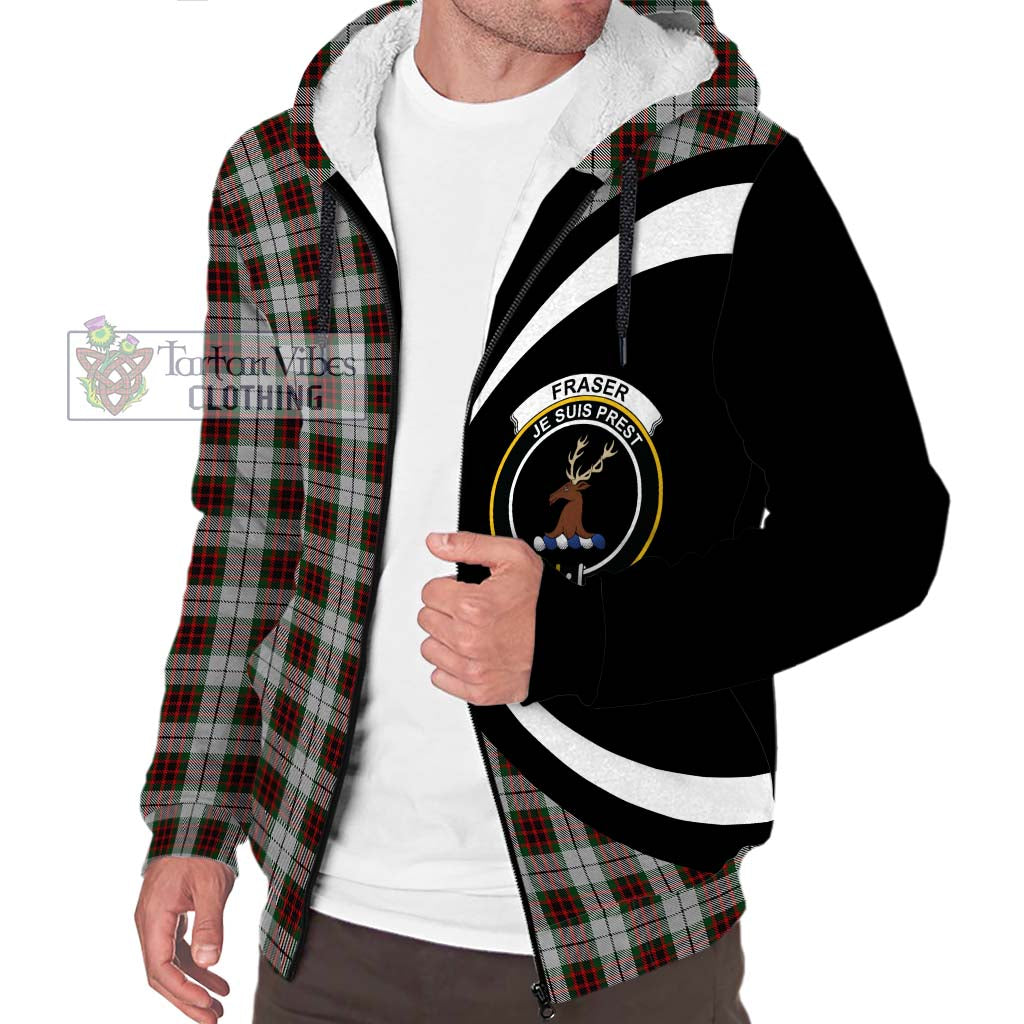 Fraser Dress Tartan Sherpa Hoodie with Family Crest Circle Style Unisex S - Tartan Vibes Clothing