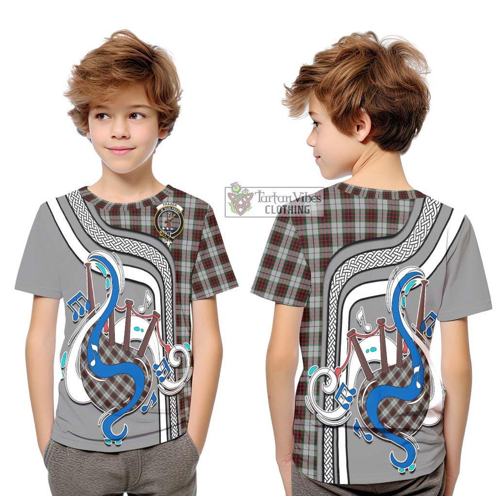 Tartan Vibes Clothing Fraser Dress Tartan Kid T-Shirt with Epic Bagpipe Style