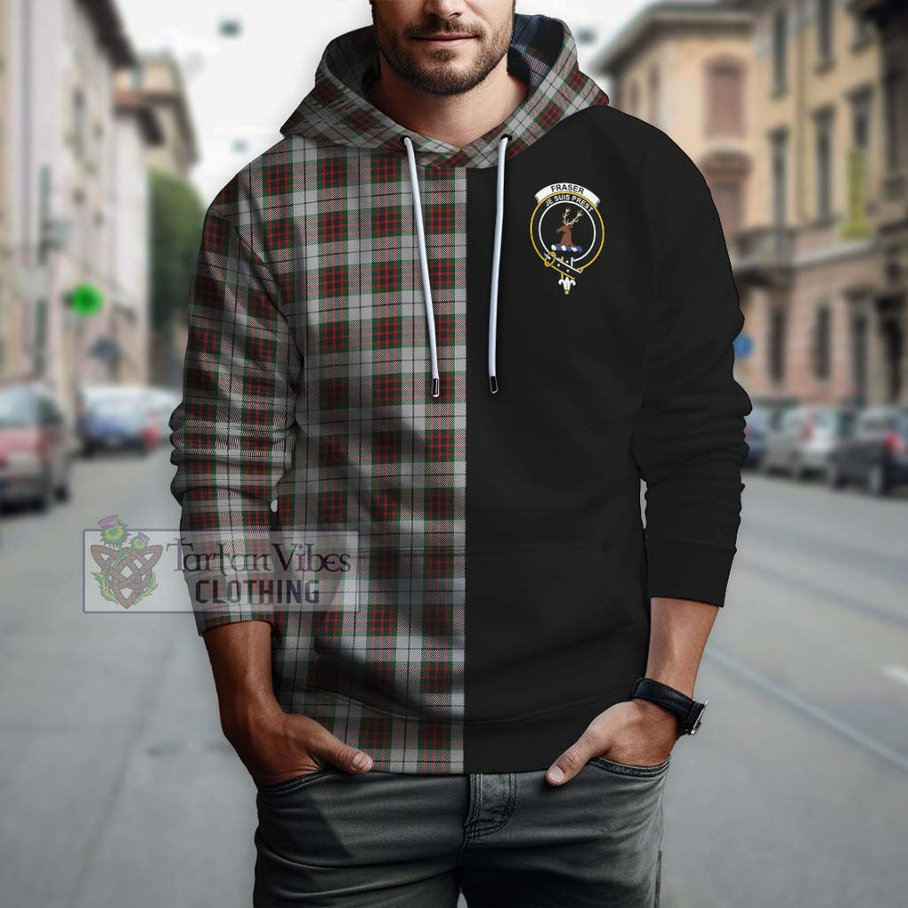 Fraser Dress Tartan Hoodie with Family Crest and Half Of Me Style Zip Hoodie - Tartanvibesclothing Shop