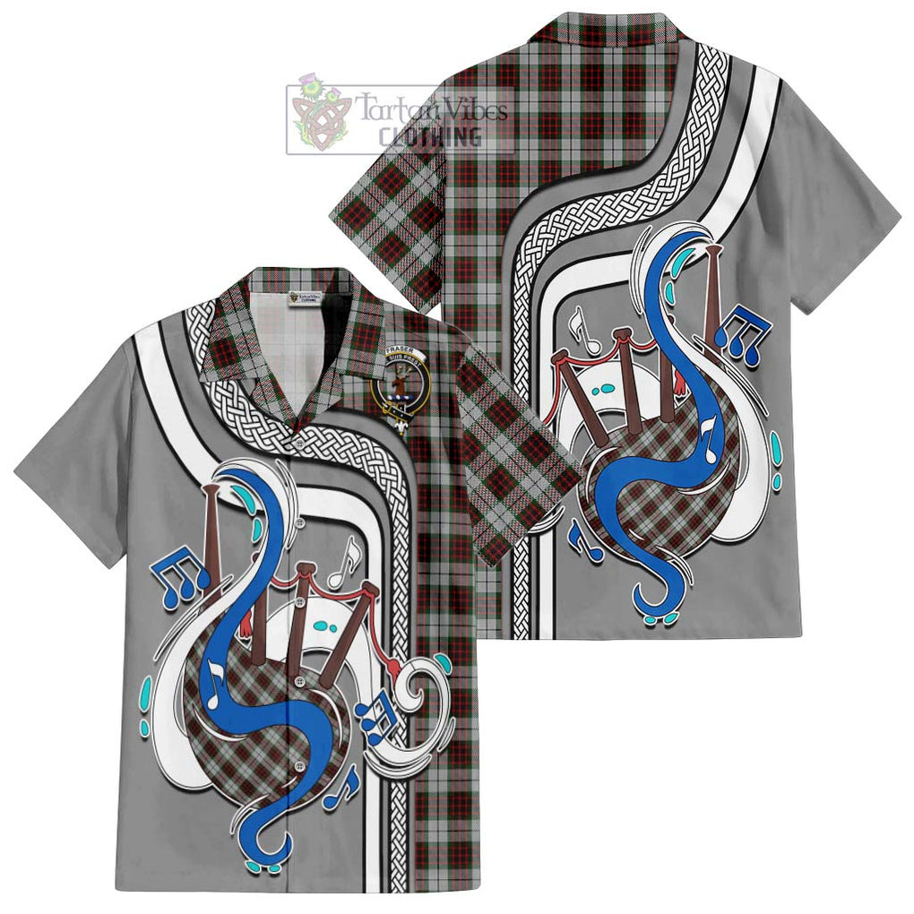 Fraser Dress Tartan Short Sleeve Button Shirt with Epic Bagpipe Style Kid - Tartanvibesclothing Shop