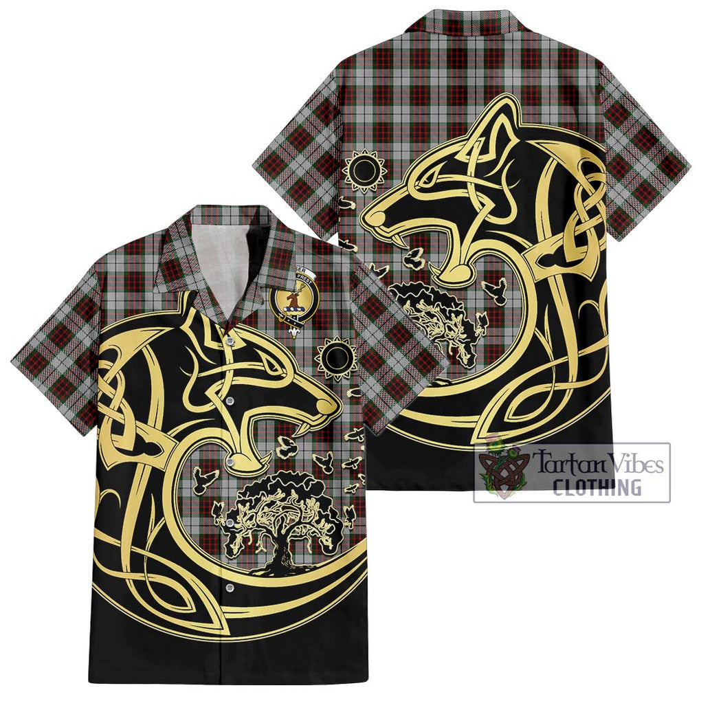 Fraser Dress Tartan Short Sleeve Button Shirt with Family Crest Celtic Wolf Style Kid - Tartan Vibes Clothing