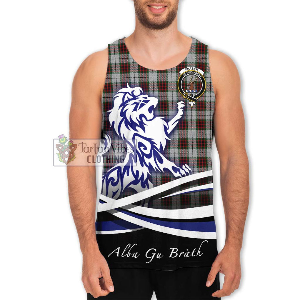 Fraser Dress Tartan Men's Tank Top with Alba Gu Brath Regal Lion Emblem Men - Tartanvibesclothing Shop