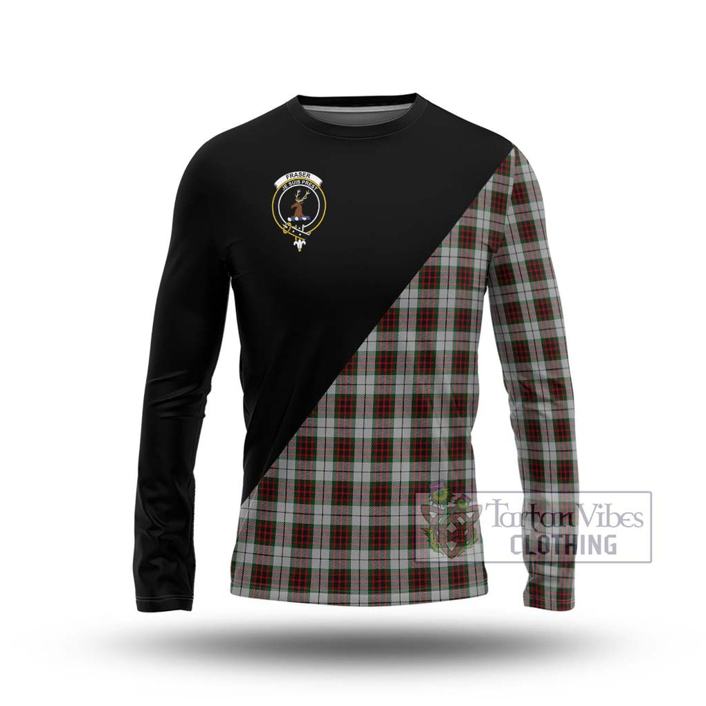 Fraser Dress Tartan Long Sleeve T-Shirt with Family Crest and Military Logo Style Unisex - Tartanvibesclothing Shop