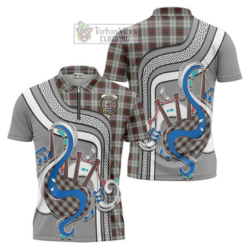 Fraser Dress Tartan Zipper Polo Shirt with Epic Bagpipe Style