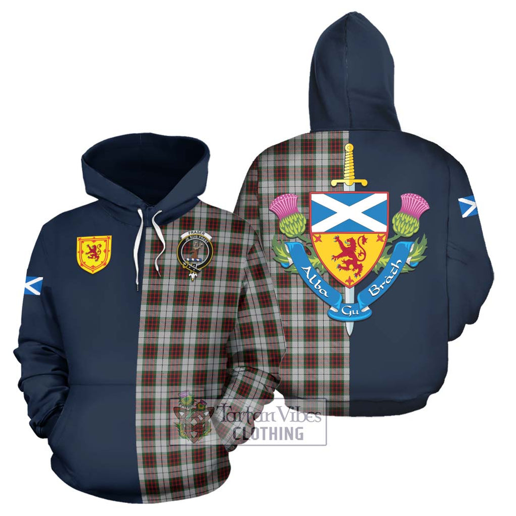 Tartan Vibes Clothing Fraser Dress Tartan Hoodie with Scottish Lion Royal Arm Half Style