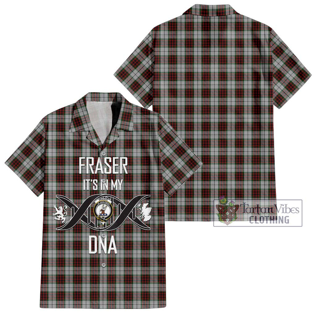 Fraser Dress Tartan Short Sleeve Button Shirt with Family Crest DNA In Me Style Kid - Tartanvibesclothing Shop