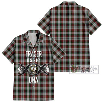 Fraser Dress Tartan Short Sleeve Button Shirt with Family Crest DNA In Me Style