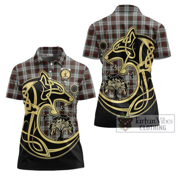 Fraser Dress Tartan Women's Polo Shirt with Family Crest Celtic Wolf Style