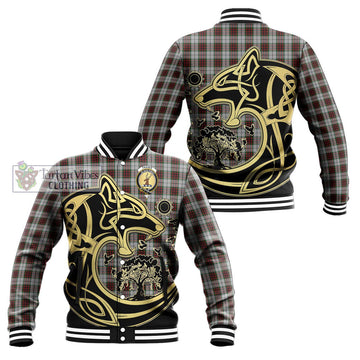 Fraser Dress Tartan Baseball Jacket with Family Crest Celtic Wolf Style