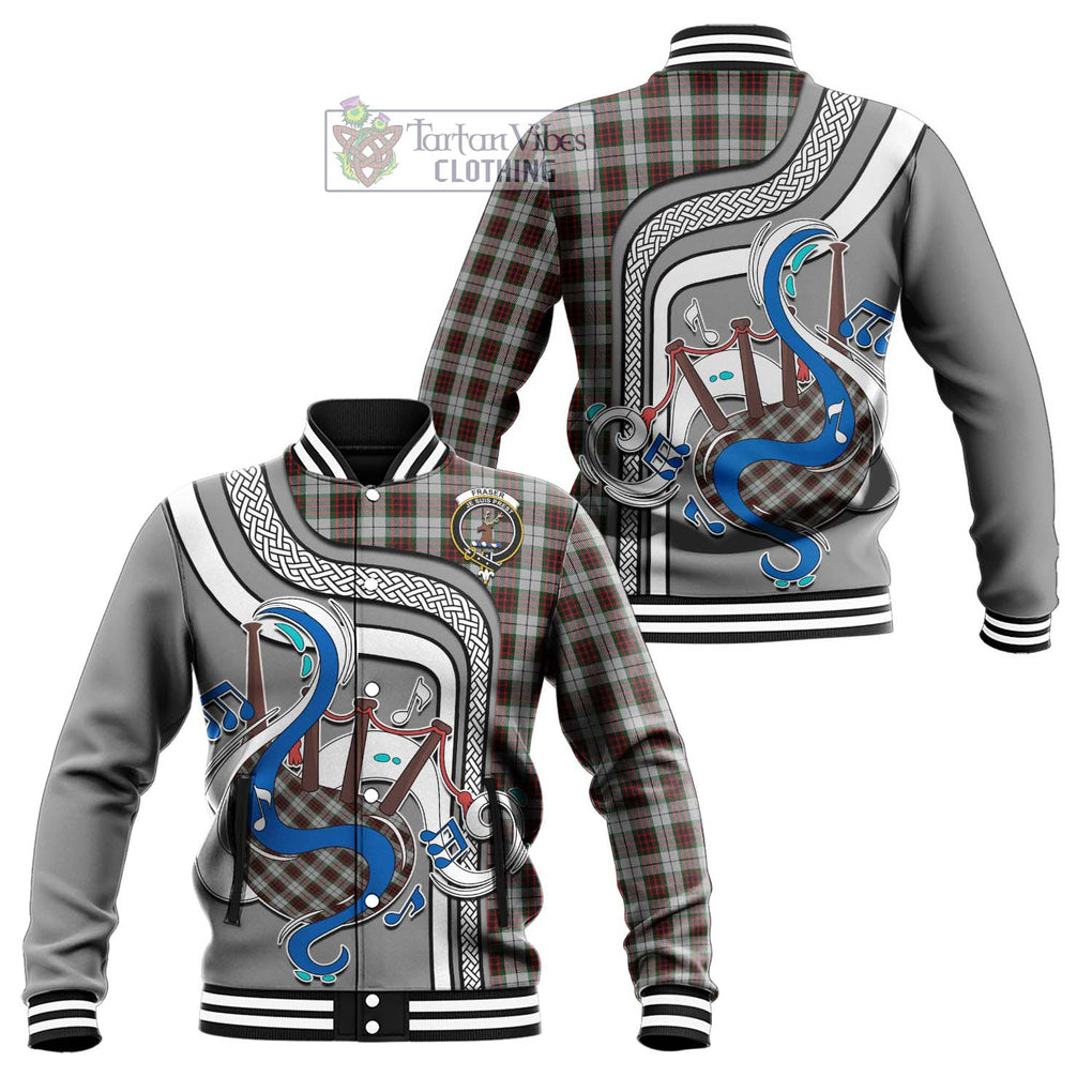 Tartan Vibes Clothing Fraser Dress Tartan Baseball Jacket with Epic Bagpipe Style