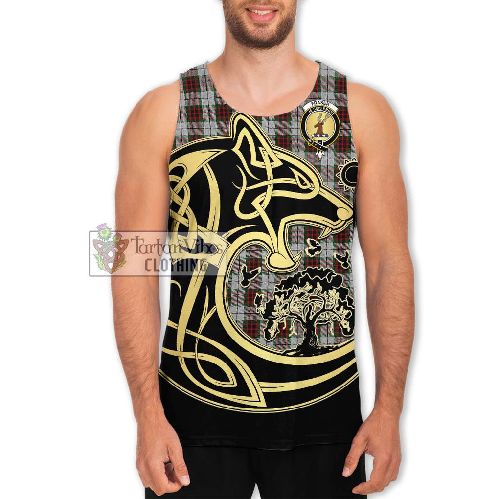 Fraser Dress Tartan Men's Tank Top with Family Crest Celtic Wolf Style Men - Tartan Vibes Clothing