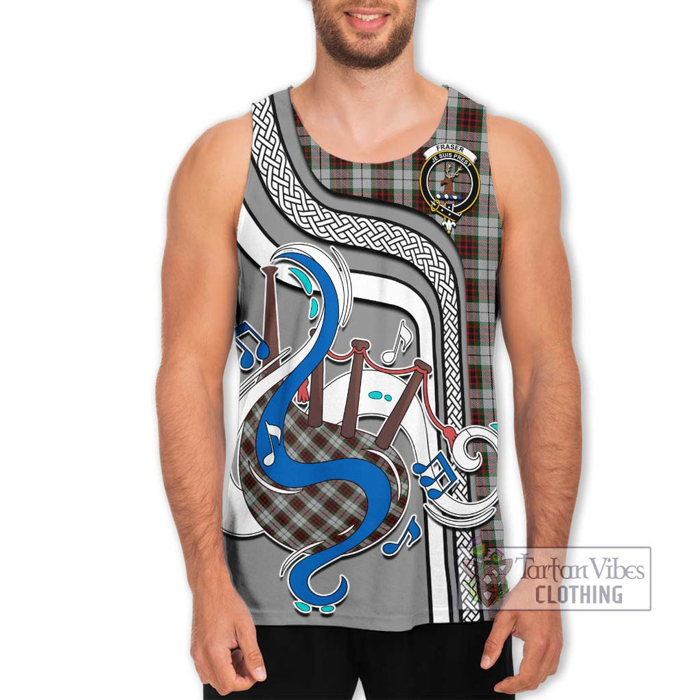 Fraser Dress Tartan Men's Tank Top with Epic Bagpipe Style Men - Tartanvibesclothing Shop